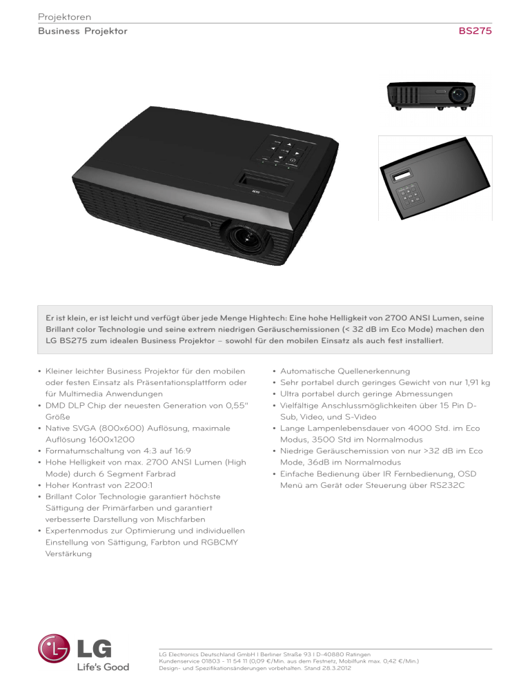 LG BS275 Datasheet LG BS275 Datasheet