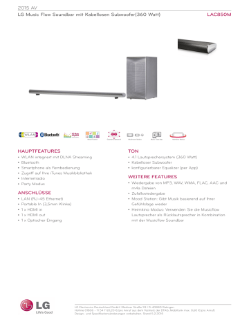 LG LAC850M Datasheet LG LAC850M Datasheet