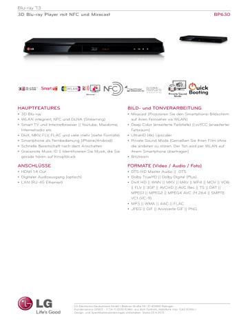 LG BP630 Datasheet LG BP630 Datasheet