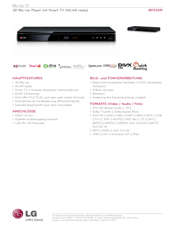 LG BP530R Datasheet LG BP530R Datasheet