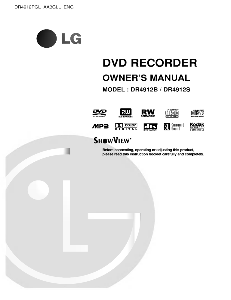 LG DR4912B, DR4912S, DR4912PGL User guide LG DR4912B, DR4912S, DR4912PGL User guide