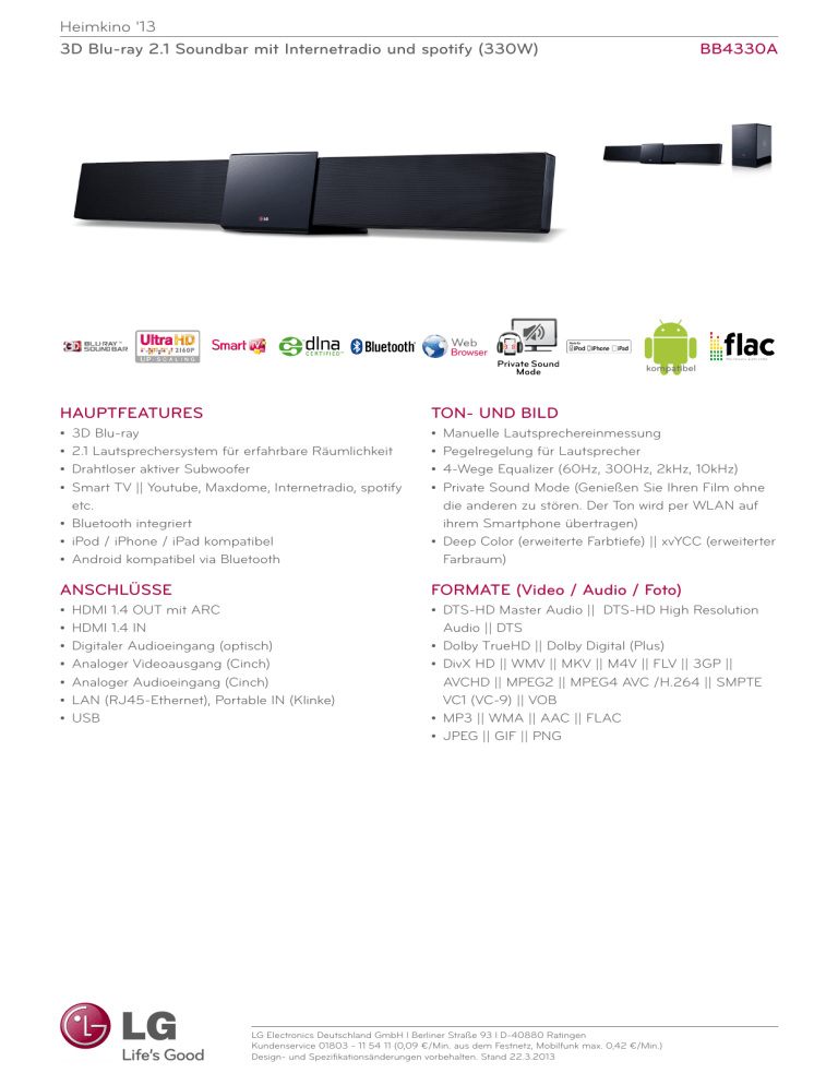 LG BB4330A Datasheet LG BB4330A Datasheet