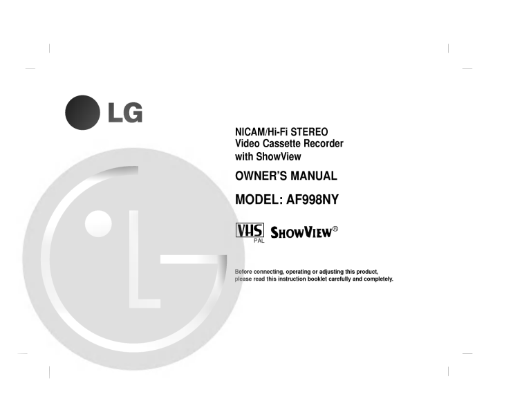 LG AF998NY Owner's manual LG AF998NY Owner's manual