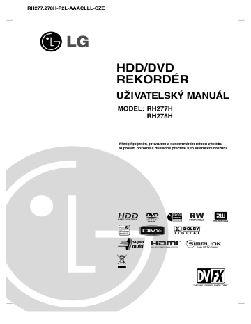 LG RH277H Používateľská príručka | Manualzz LG RH277H Používateľská príručka | Manualzz