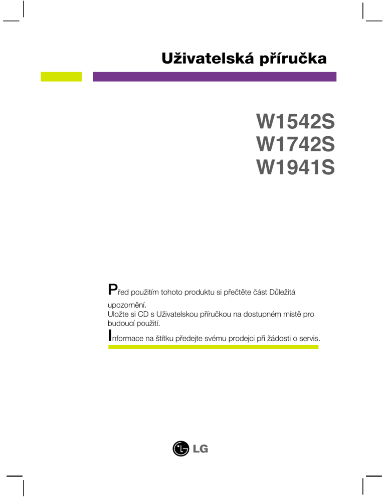 LG 058393, M2900S-BN, W1941S-PF Owner's manual LG 058393, M2900S-BN, W1941S-PF Owner's manual