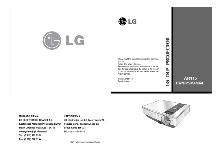 LG AH115-JD, AH115 Owner's manual LG AH115-JD, AH115 Owner's manual