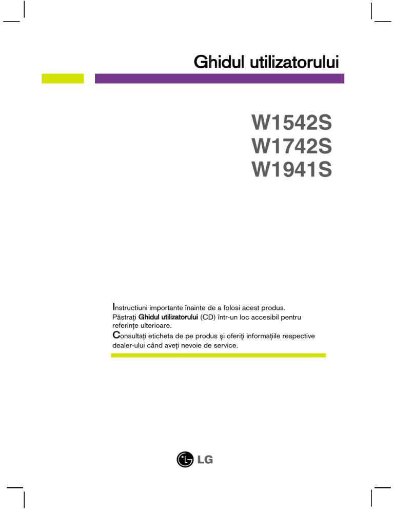 LG 058393, W1941S-PF Owner's manual LG 058393, W1941S-PF Owner's manual