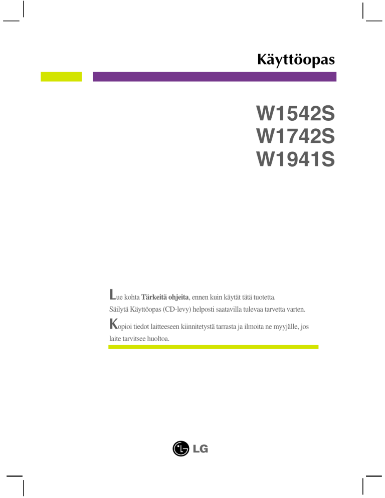LG 058393, W1941S-PF User guide LG 058393, W1941S-PF User guide
