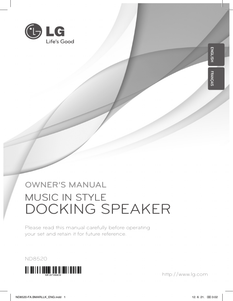 LG ND8520 Owner's manual LG ND8520 Owner's manual