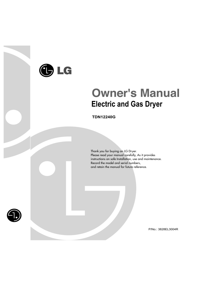 LG 8801031524617, TDN12240G Owner's manual LG 8801031524617, TDN12240G Owner's manual