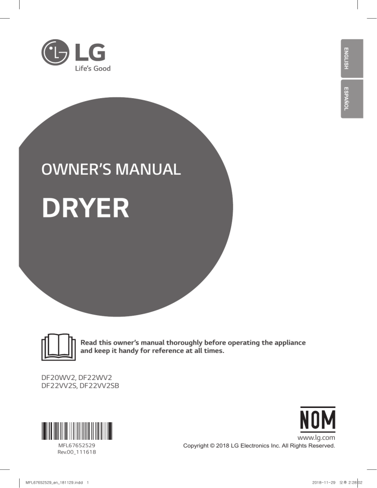 LG DF20WV2 Owner's manual LG DF20WV2 Owner's manual