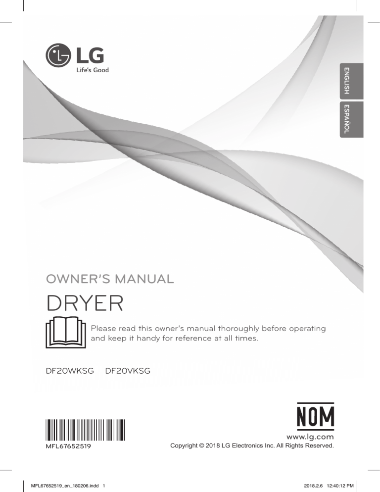 LG DF22WKSG, DF20WKSG Owner's manual LG DF22WKSG, DF20WKSG Owner's manual