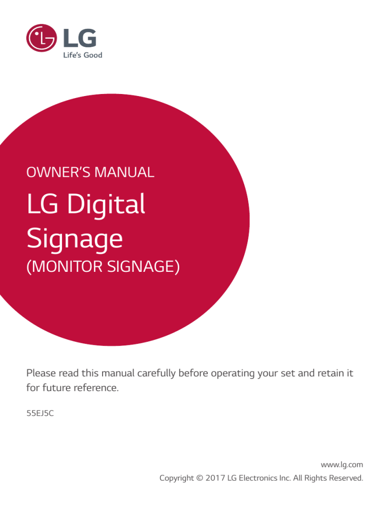 LG 55EJ5C-B Owner's manual LG 55EJ5C-B Owner's manual