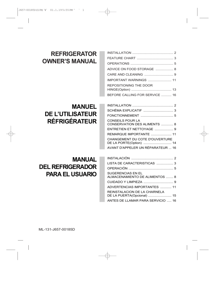 LG GC-131S Owner's manual LG GC-131S Owner's manual