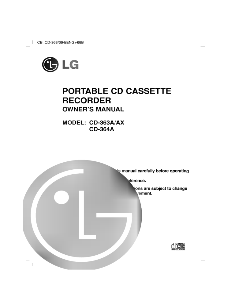 LG CD-364A Owner's manual LG CD-364A Owner's manual