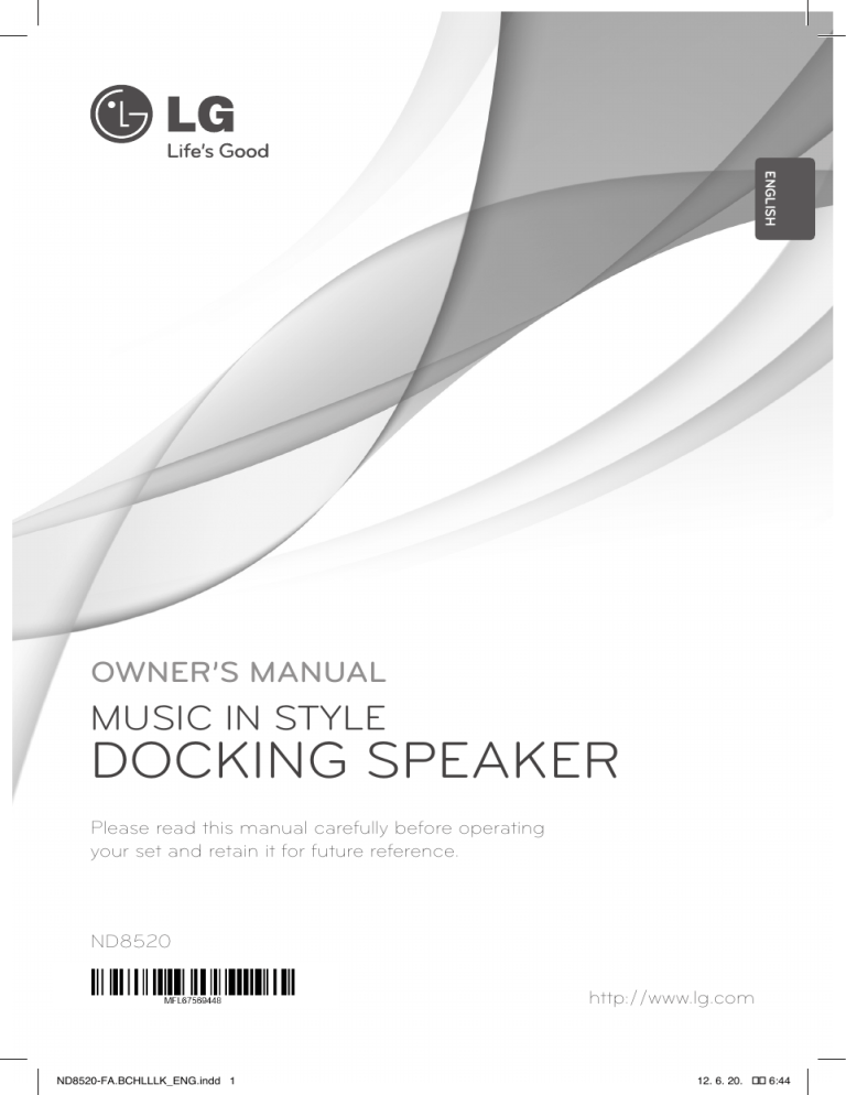 LG ND8520 Owner's manual LG ND8520 Owner's manual
