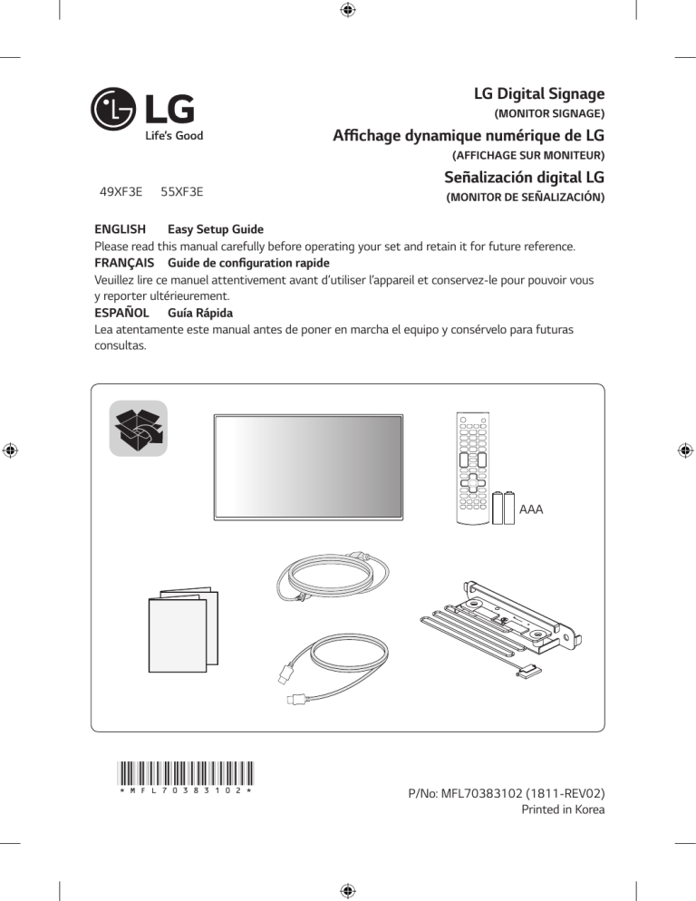 LG 55XF3E-B Owner's manual LG 55XF3E-B Owner's manual