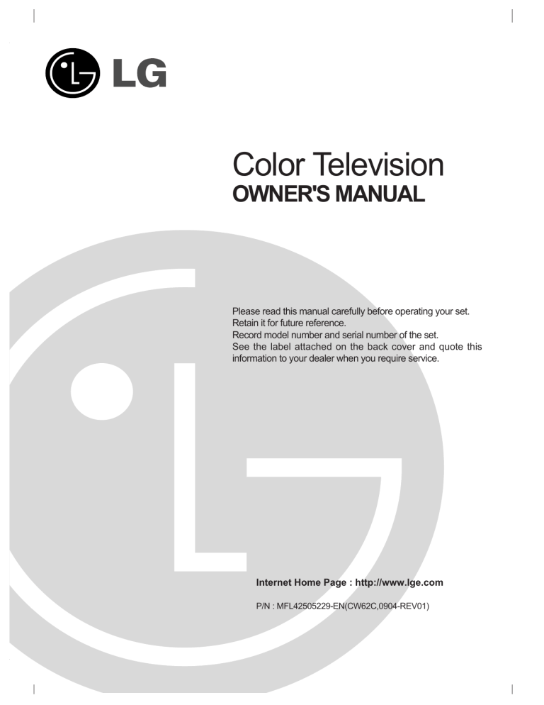 LG 29SA1RS, 29FU1RS Owner's manual LG 29SA1RS, 29FU1RS Owner's manual