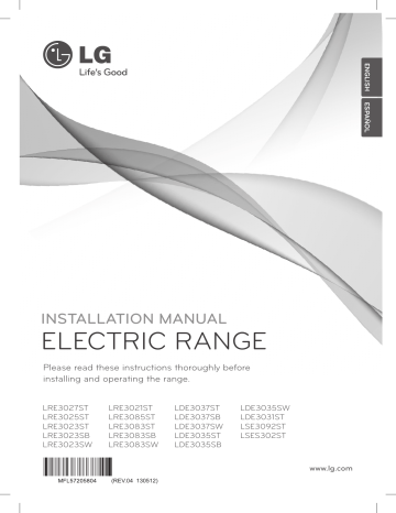 LG LRE3021ST Installation guide LG LRE3021ST Installation guide