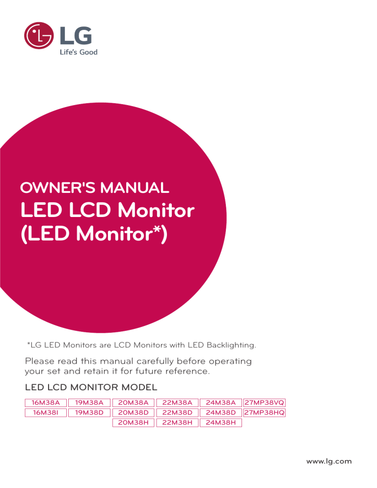LG 16M38A-M, 16M38A-B Owner's manual LG 16M38A-M, 16M38A-B Owner's manual