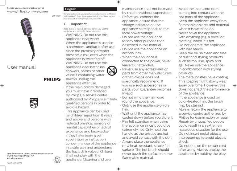 Philips BHH880/10 Owner's manual Philips BHH880/10 Owner's manual