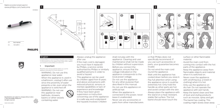 Philips BHB864/09 User guide Philips BHB864/09 User guide