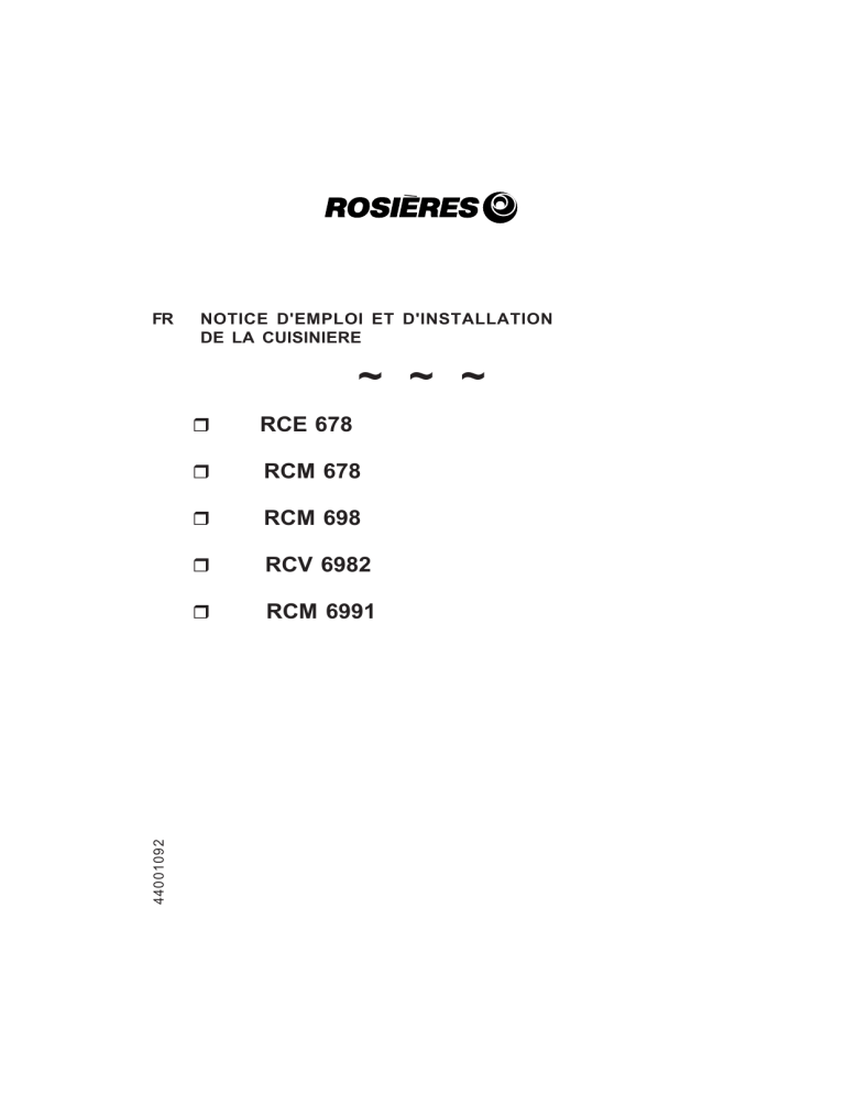 ROSIERES CFRCV6982RB User manual ROSIERES CFRCV6982RB User manual