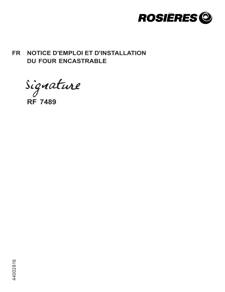 ROSIERES RF 7489 IN User manual ROSIERES RF 7489 IN User manual