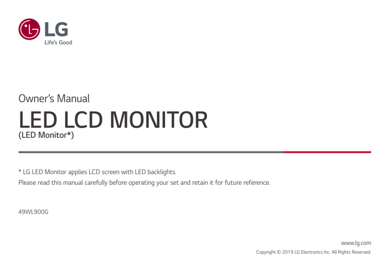 LG 49WL900G-B Owner's manual LG 49WL900G-B Owner's manual
