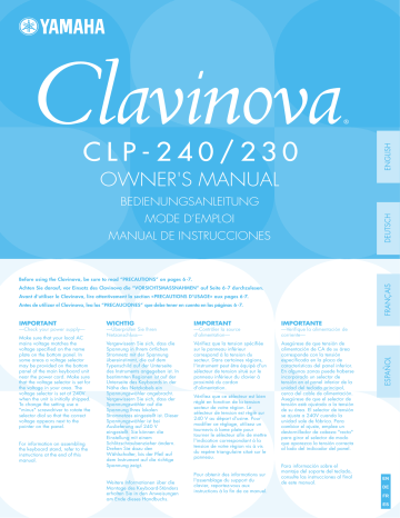 Yamaha CLP-240/230 Owner's Manual | Manualzz Yamaha CLP-240/230 Owner's Manual | Manualzz