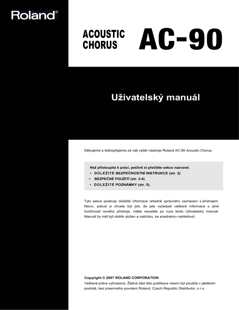 Roland AC-90 User manual Roland AC-90 User manual