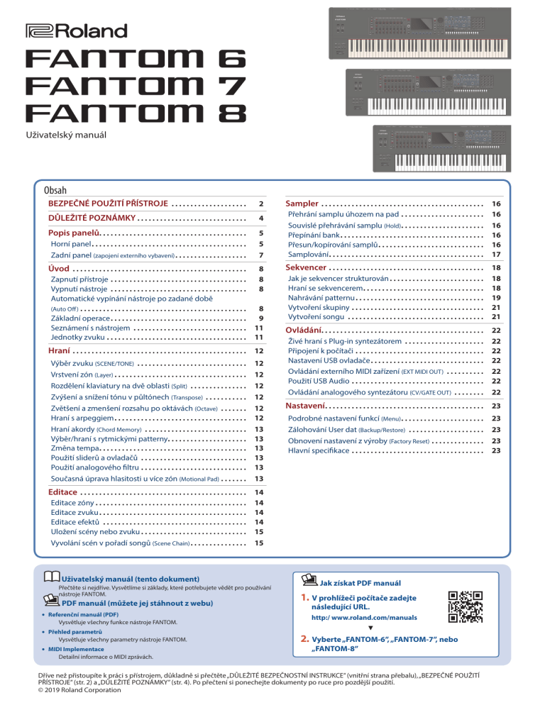 Roland FANTOM 7, Fantom 8, FANTOM 6 Owner's manual Roland FANTOM 7, Fantom 8, FANTOM 6 Owner's manual