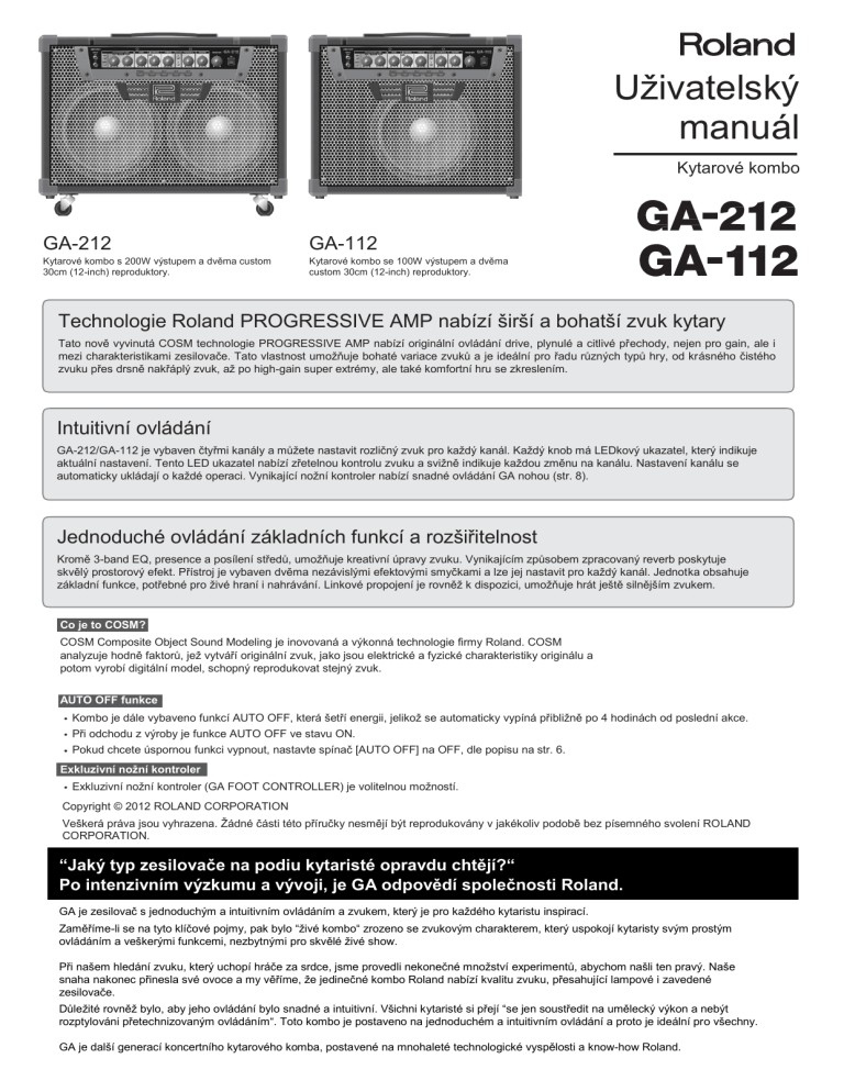 Roland GA-112 User manual Roland GA-112 User manual