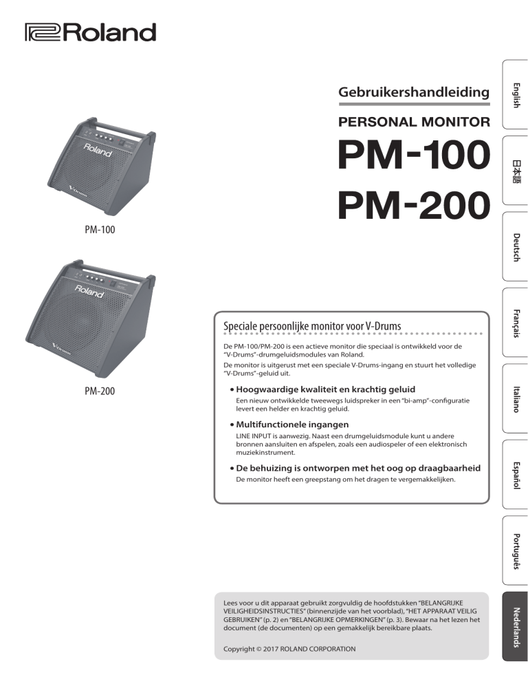 Roland PM-100, PM-200 Owner's manual Roland PM-100, PM-200 Owner's manual