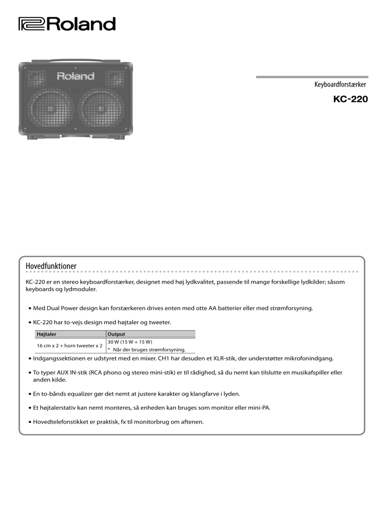 Roland KC-220 User guide Roland KC-220 User guide