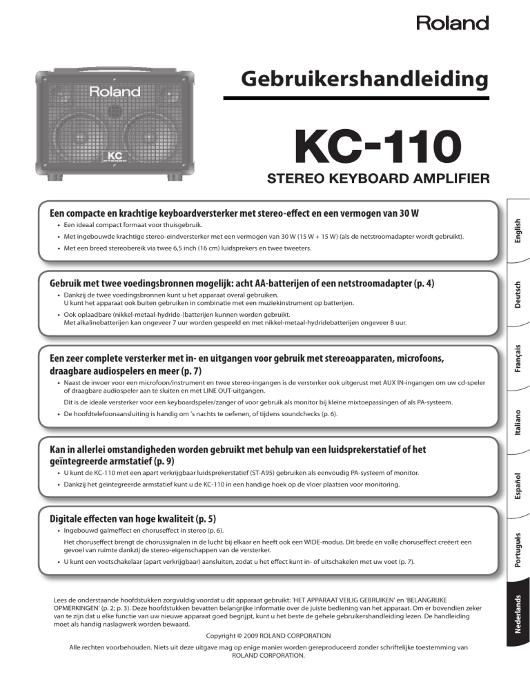 Roland KC-110 Owner's manual Roland KC-110 Owner's manual