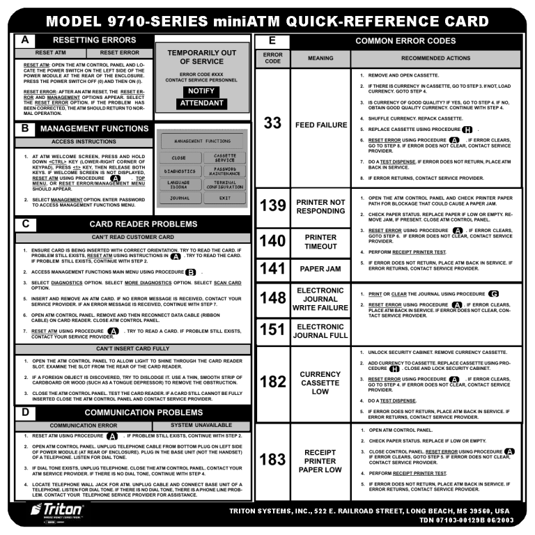 Triton Systems 9700 series Owner's manual Triton Systems 9700 series Owner's manual