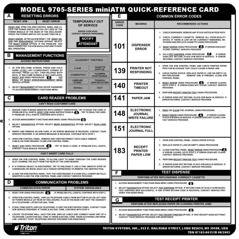 Triton Systems 9700 series Owner's manual Triton Systems 9700 series Owner's manual