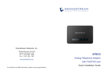 Grandstream HT813 User manual Grandstream HT813 User manual