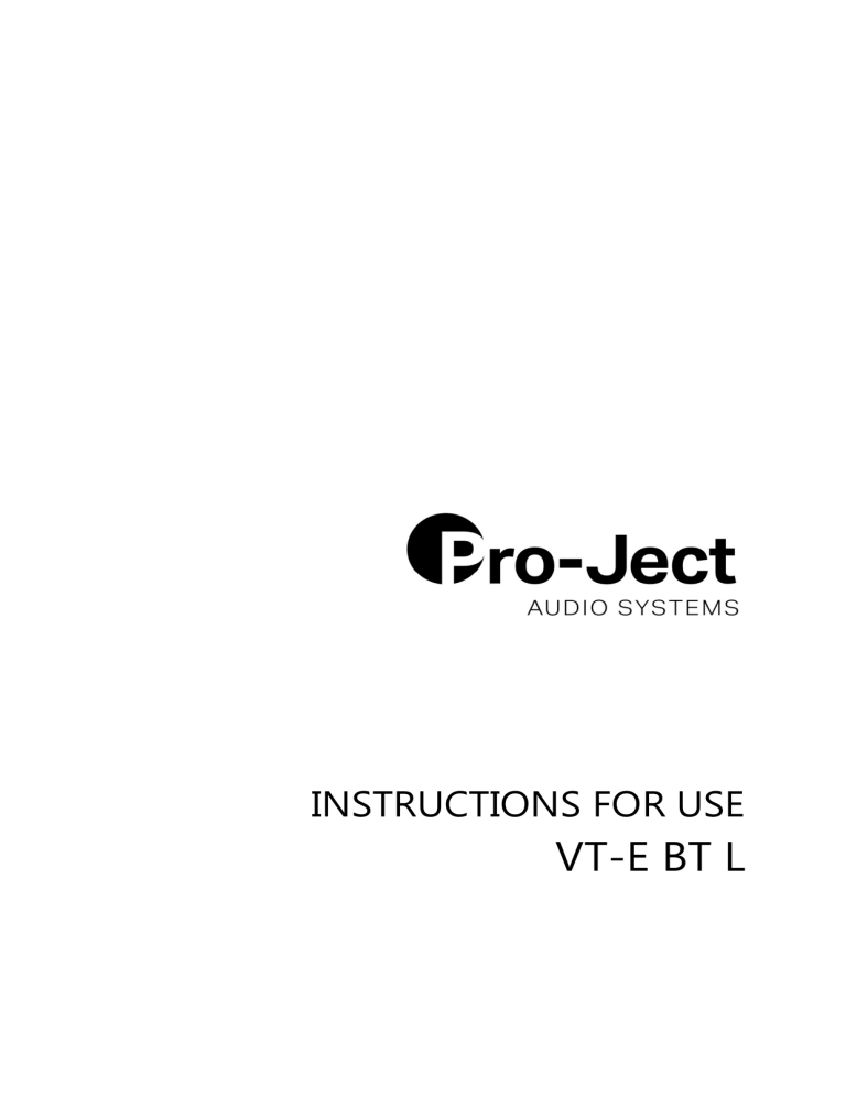 Pro-Ject VT-E BT Product information Pro-Ject VT-E BT Product information
