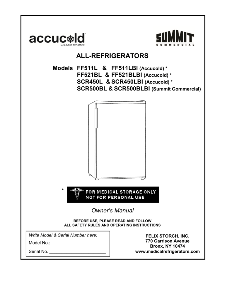 Summit FF511LBI7NZ, FF511LBI7NZADA User manual Summit FF511LBI7NZ, FF511LBI7NZADA User manual