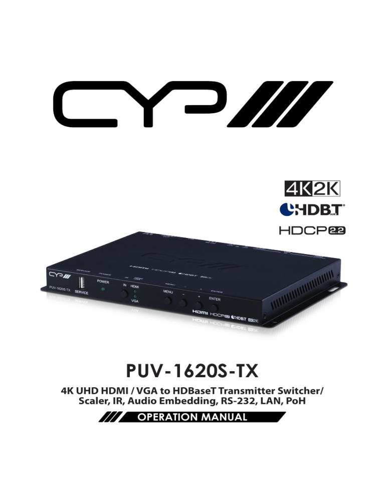 CYP PUV-1620S-TX User manual CYP PUV-1620S-TX User manual