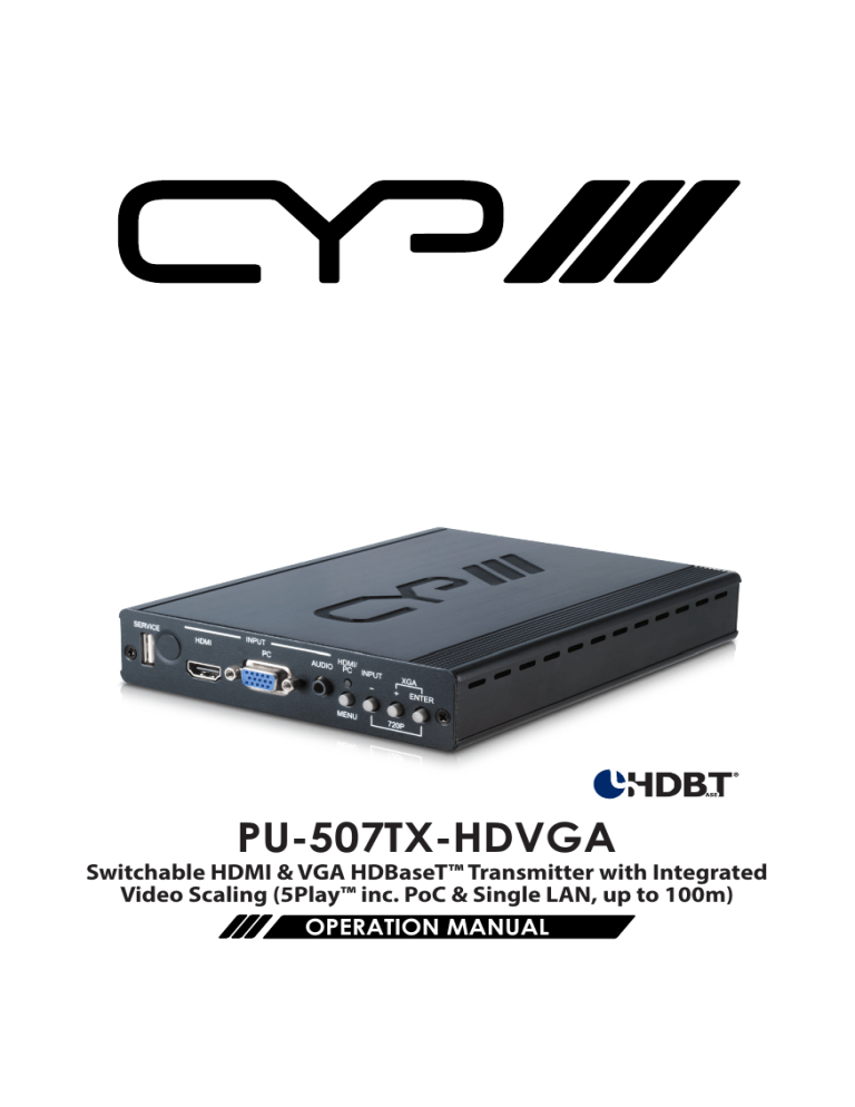 CYP PU-507TX-HDVGA User manual CYP PU-507TX-HDVGA User manual