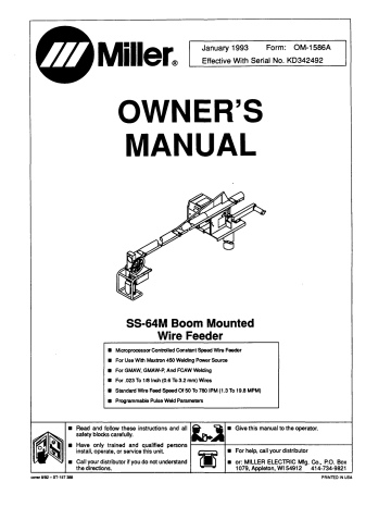 Miller SS-64M SWINGARC Owner's Manual | Manualzz Miller SS-64M SWINGARC Owner's Manual | Manualzz