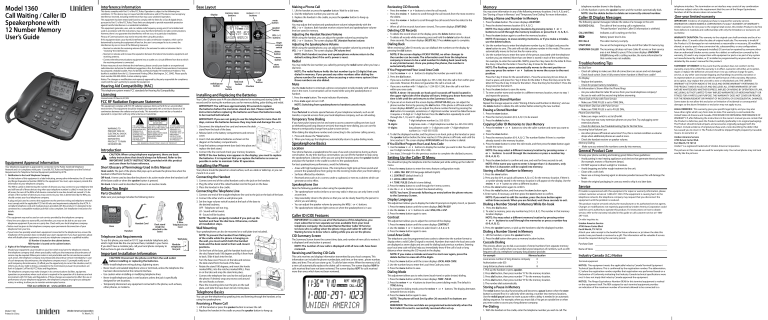 Uniden 1360 Owner's manual Uniden 1360 Owner's manual