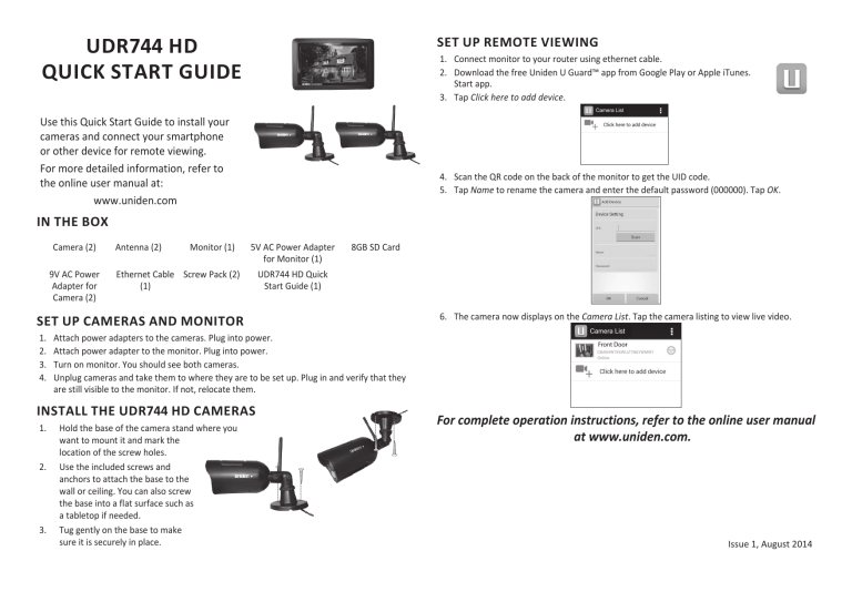 Uniden UDR744 Reference guide Uniden UDR744 Reference guide