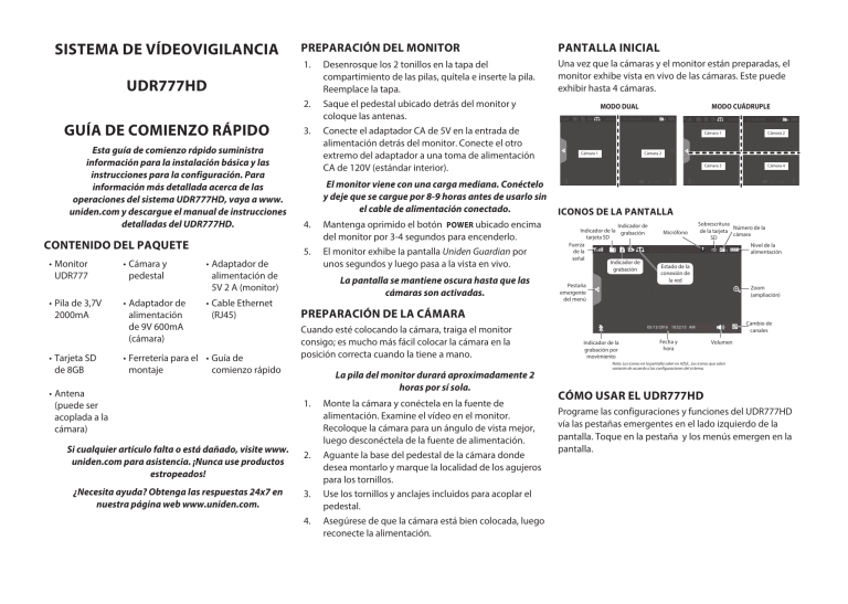 Uniden UDR777HD Reference guide Uniden UDR777HD Reference guide
