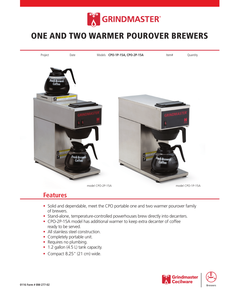 Grindmaster CP0-1P & CP0-2P Product information Grindmaster CP0-1P & CP0-2P Product information