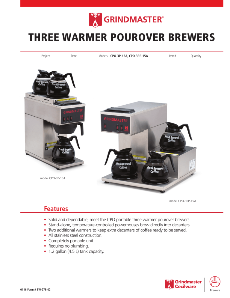 Grindmaster CP0-3P Product information Grindmaster CP0-3P Product information