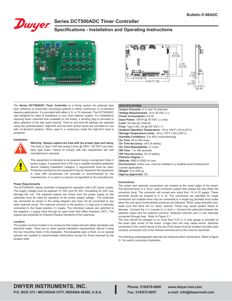 Dwyer Series DCT500ADC User manual Dwyer Series DCT500ADC User manual